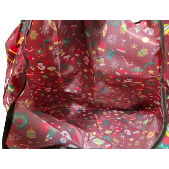 Christmas-Themed Large Foldable Lightweight Nylon Shopping Tote Shoulder Bag NEW - Picture 8 of 10